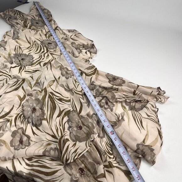 vintage Eva Blue Y2K Beaded Floral Ruffled Dress 8 Asymmetrical Fairy Grunge - Picture 12 of 13